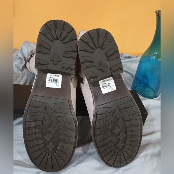 NWT Lane Bryant Leah Genuine Leather Tan Gray Factory Distressed Riding Boots 9W - Picture 10 of 16